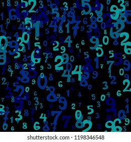Falling numbers abstract background. Abstract background of color numbers for card or banner. Pattern of randomly distributed numbers from zero to nine in color.
