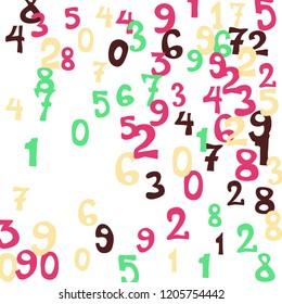 Falling numbers abstract background. Abstract background of color numbers for card or print. Pattern of randomly distributed numbers from zero to nine in color.