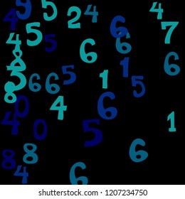 Falling numbers abstract background. Abstract background of color numbers for card or banner. Pattern of randomly distributed numbers from zero to nine in color.