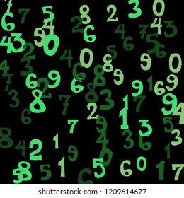 Falling numbers abstract background. Abstract background of color numbers for card or print. Pattern of randomly distributed numbers from zero to nine in color.