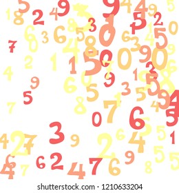 Falling numbers abstract background. Abstract background of color numbers for card or banner. Pattern of randomly distributed numbers from zero to nine in color.