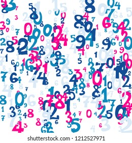 Falling numbers abstract background. Abstract background of color numbers for banner or poster. Pattern of randomly distributed numbers from zero to nine in color.