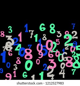 Falling numbers abstract background. Abstract background of color numbers for card or banner. Pattern of randomly distributed numbers from zero to nine in color.