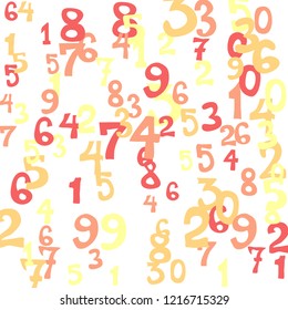 Falling numbers abstract background. Abstract background of color numbers for card or print. Pattern of randomly distributed numbers from zero to nine in color.