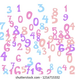Falling numbers abstract background. Abstract background of color numbers for card or banner. Pattern of randomly distributed numbers from zero to nine in color.