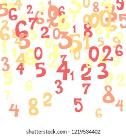 Falling numbers abstract background. Abstract background of color numbers for banner or poster. Pattern of randomly distributed numbers from zero to nine in color.