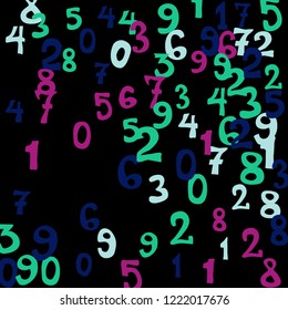 Falling numbers abstract background. Abstract background of color numbers for banner or poster. Pattern of randomly distributed numbers from zero to nine in color.