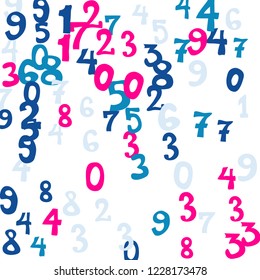 Falling numbers abstract background. Abstract background of color numbers for banner or poster. Pattern of randomly distributed numbers from zero to nine in color.