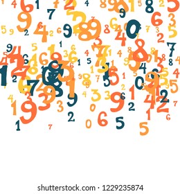 Falling numbers abstract background. Abstract background of color numbers for card or print. Pattern of randomly distributed numbers from zero to nine in color.