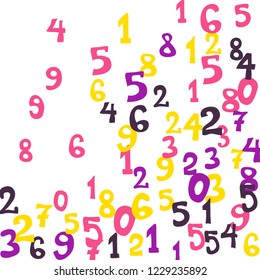 Falling numbers abstract background. Abstract background of color numbers for card or banner. Pattern of randomly distributed numbers from zero to nine in color.