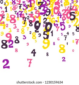 Falling numbers abstract background. Abstract background of color numbers for card or banner. Pattern of randomly distributed numbers from zero to nine in color.