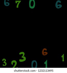 Falling numbers abstract background. Abstract background of color numbers for card or banner. Pattern of randomly distributed numbers from zero to nine in color.