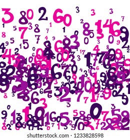 Falling numbers abstract background. Abstract background of color numbers for card or print. Pattern of randomly distributed numbers from zero to nine in color.