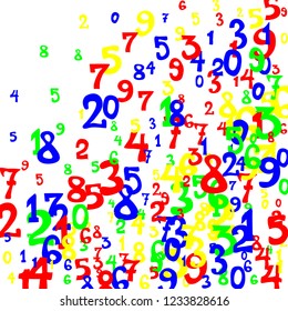 Falling numbers abstract background. Abstract background of color numbers for banner or poster. Pattern of randomly distributed numbers from zero to nine in color.