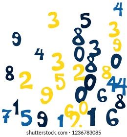 Falling numbers abstract background. Abstract background of color numbers for banner or poster. Pattern of randomly distributed numbers from zero to nine in color.