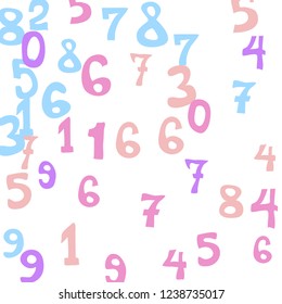 Falling numbers abstract background. Abstract background of color numbers for banner or poster. Pattern of randomly distributed numbers from zero to nine in color.