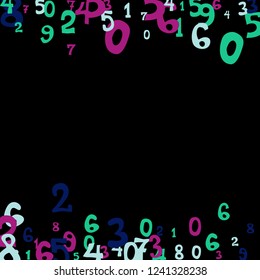 Falling numbers abstract background. Abstract background of color numbers for banner or poster. Pattern of randomly distributed numbers from zero to nine in color.