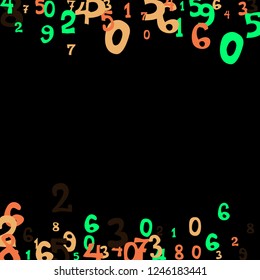 Falling numbers abstract background. Abstract background of color numbers for banner or poster. Pattern of randomly distributed numbers from zero to nine in color.