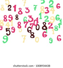 Falling numbers abstract background. Abstract colorful background for card or print. Pattern of randomly distributed numbers from zero to nine in color.