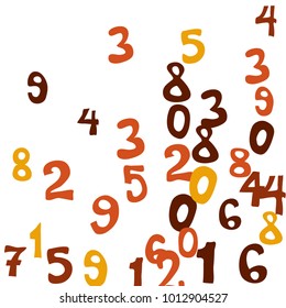 Falling numbers abstract background. Abstract colorful background for card or banner. Pattern of randomly distributed numbers from zero to nine in color.