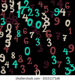 Falling numbers abstract background. Abstract colorful background for card or banner. Pattern of randomly distributed numbers from zero to nine in color.
