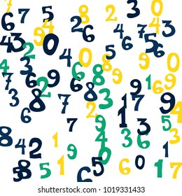 Falling numbers abstract background. Abstract colorful background for card or print. Pattern of randomly distributed numbers from zero to nine in color.