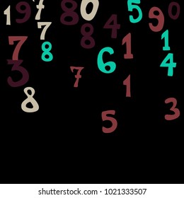 Falling numbers abstract background. Abstract colorful background for card or print. Pattern of randomly distributed numbers from zero to nine in color.