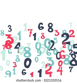Falling numbers abstract background. Abstract colorful background for card or banner. Pattern of randomly distributed numbers from zero to nine in color.