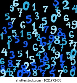 Falling numbers abstract background. Abstract colorful background for card or banner. Pattern of randomly distributed numbers from zero to nine in color.