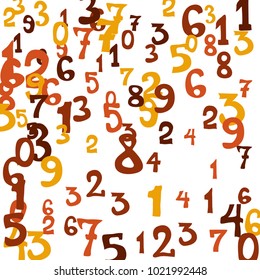 Falling numbers abstract background. Abstract colorful background for banner or poster. Pattern of randomly distributed numbers from zero to nine in color.