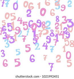 Falling numbers abstract background. Abstract colorful background for card or banner. Pattern of randomly distributed numbers from zero to nine in color.