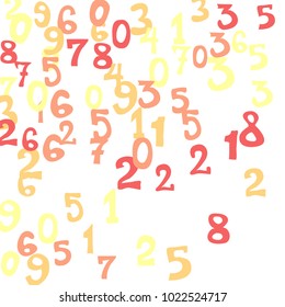 Falling numbers abstract background. Abstract colorful background for card or print. Pattern of randomly distributed numbers from zero to nine in color.