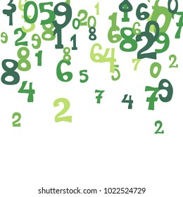 Falling numbers abstract background. Abstract colorful background for banner or poster. Pattern of randomly distributed numbers from zero to nine in color.