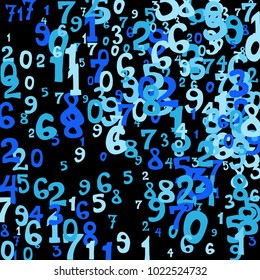 Falling numbers abstract background. Abstract colorful background for card or print. Pattern of randomly distributed numbers from zero to nine in color.