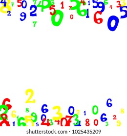 Falling numbers abstract background. Abstract colorful background for banner or poster. Pattern of randomly distributed numbers from zero to nine in color.
