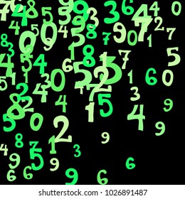 Falling numbers abstract background. Abstract colorful background for card or print. Pattern of randomly distributed numbers from zero to nine in color.