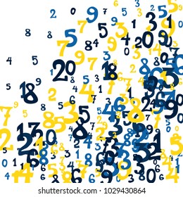 Falling numbers abstract background. Abstract colorful background for banner or poster. Pattern of randomly distributed numbers from zero to nine in color.