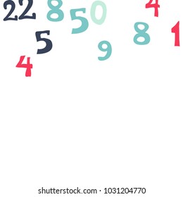 Falling numbers abstract background. Abstract colorful background for banner or poster. Pattern of randomly distributed numbers from zero to nine in color.