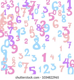 Falling numbers abstract background. Abstract colorful background for banner or poster. Pattern of randomly distributed numbers from zero to nine in color.