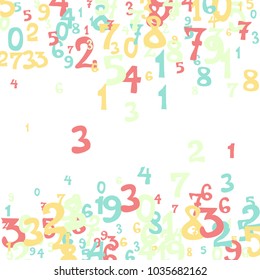 Falling numbers abstract background. Abstract colorful background for card or banner. Pattern of randomly distributed numbers from zero to nine in color.