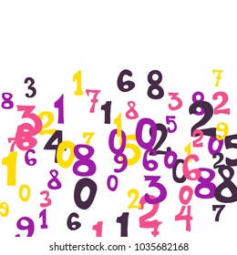 Falling numbers abstract background. Abstract colorful background for banner or poster. Pattern of randomly distributed numbers from zero to nine in color.