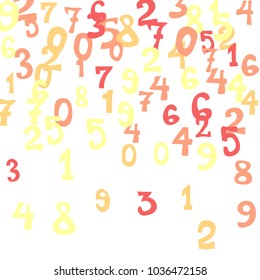 Falling numbers abstract background. Abstract colorful background for banner or poster. Pattern of randomly distributed numbers from zero to nine in color.