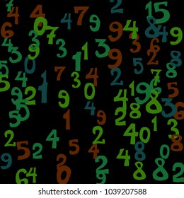 Falling numbers abstract background. Abstract colorful background for banner or poster. Pattern of randomly distributed numbers from zero to nine in color.