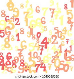 Falling numbers abstract background. Abstract colorful background for banner or poster. Pattern of randomly distributed numbers from zero to nine in color.