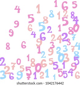 Falling numbers abstract background. Abstract colorful background for card or print. Pattern of randomly distributed numbers from zero to nine in color.