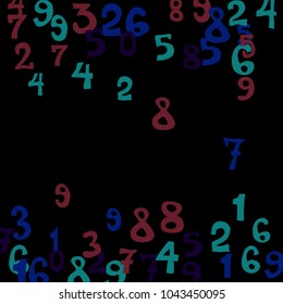 Falling numbers abstract background. Abstract colorful background for card or banner. Pattern of randomly distributed numbers from zero to nine in color.