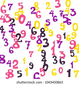 Falling numbers abstract background. Abstract colorful background for card or print. Pattern of randomly distributed numbers from zero to nine in color.