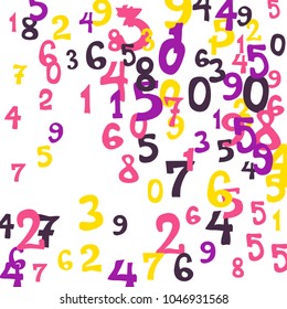 Falling numbers abstract background. Abstract colorful background for banner or poster. Pattern of randomly distributed numbers from zero to nine in color.