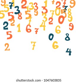 Falling numbers abstract background. Abstract colorful background for card or banner. Pattern of randomly distributed numbers from zero to nine in color.