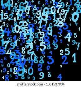 Falling numbers abstract background. Abstract colorful background for card or print. Pattern of randomly distributed numbers from zero to nine in color.